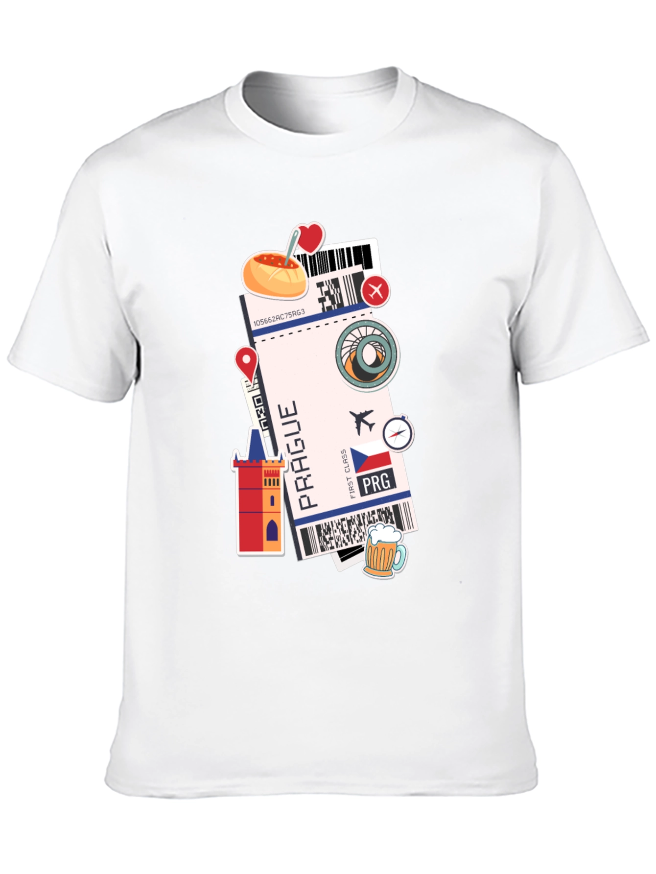 Prague Travel Ticket Black T-Shirt