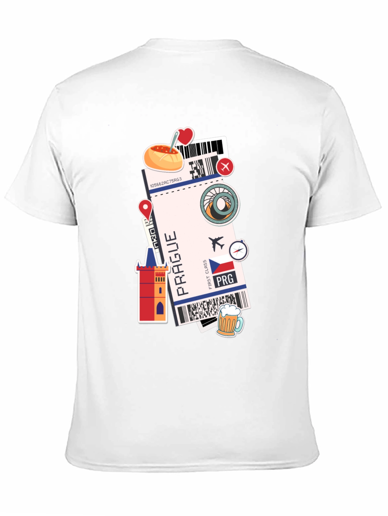Prague Travel Ticket Black T-Shirt