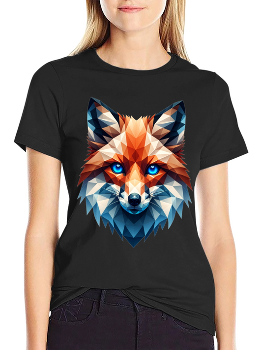 Geometric Fox Graphic Tee - Stylish Mens Black T-Shirt