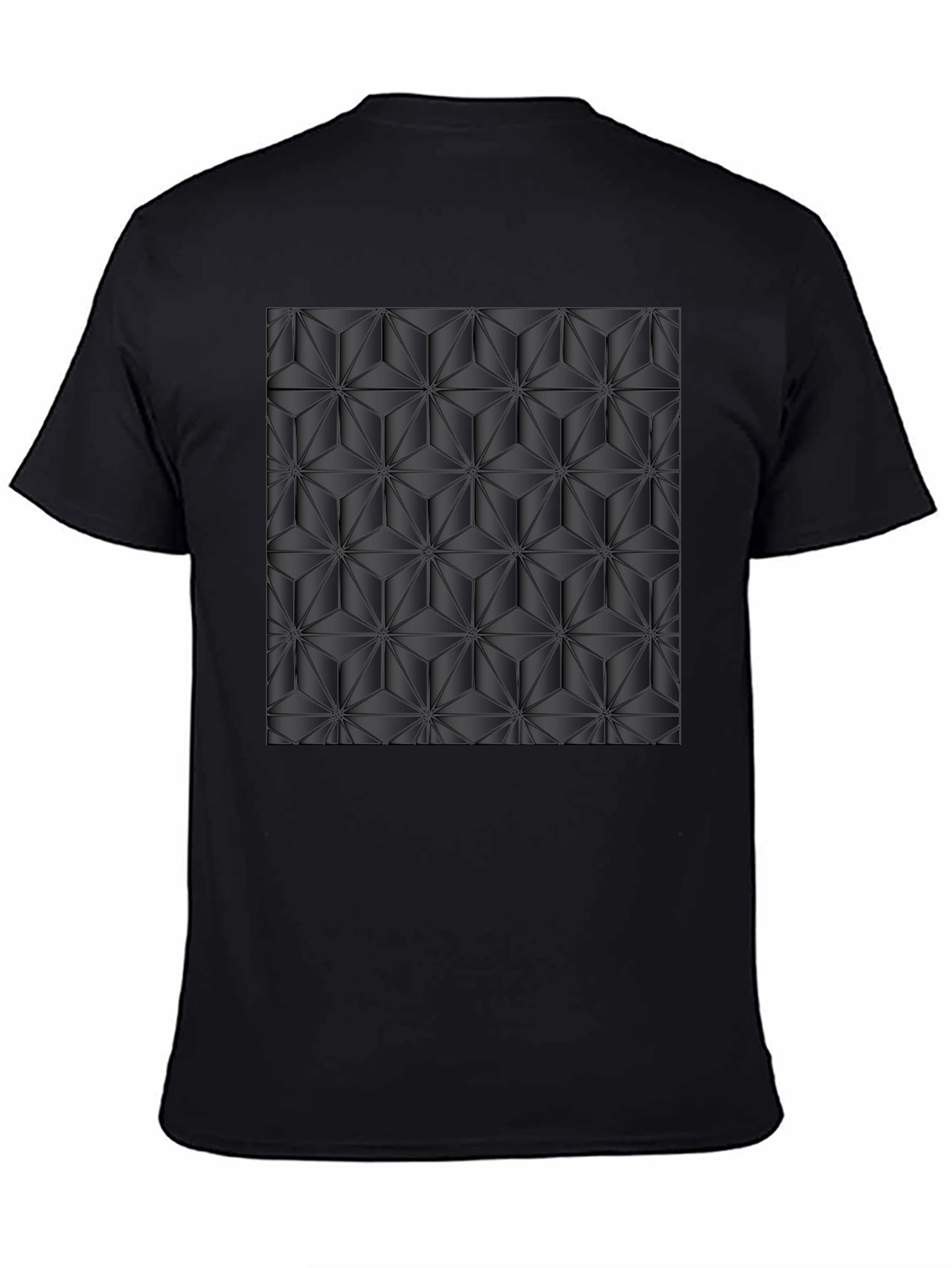 Geometric 3D Pattern Black T-Shirt