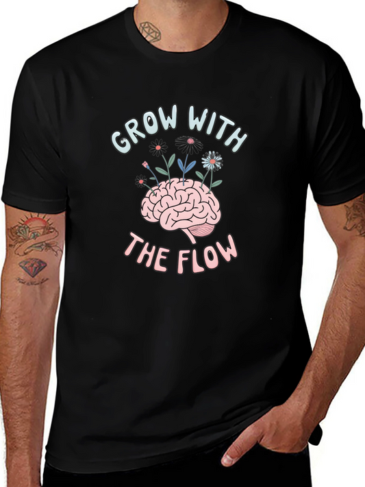 Grow with the Flow Brain Graphic T-Shirt