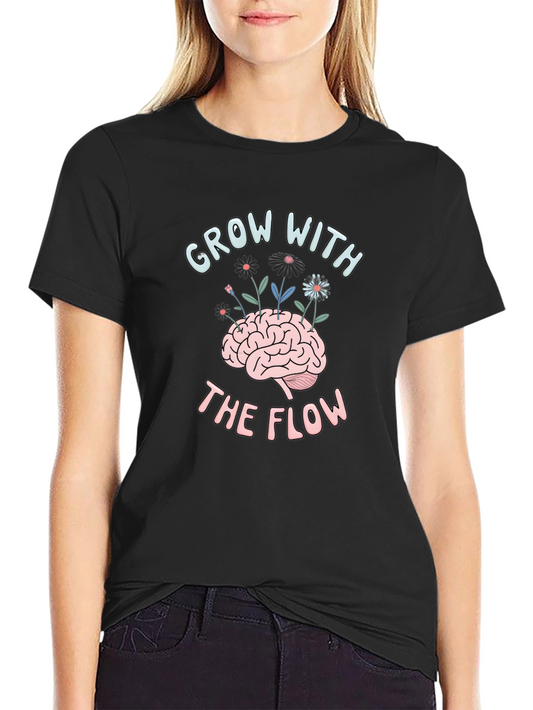 Grow with the Flow Brain Graphic T-Shirt