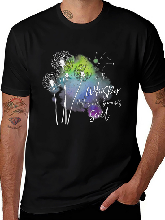 Dandelion Whisper Soul Graphic Black T-Shirt