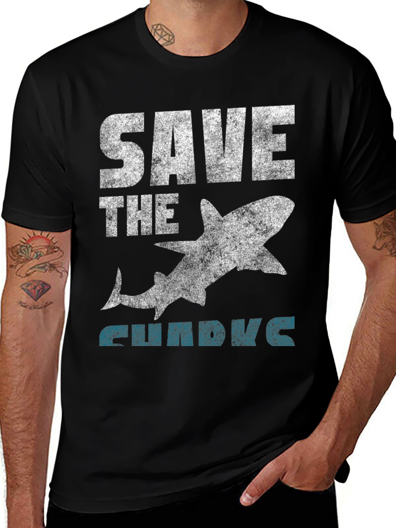 Save the Sharks Graphic Tee - Black