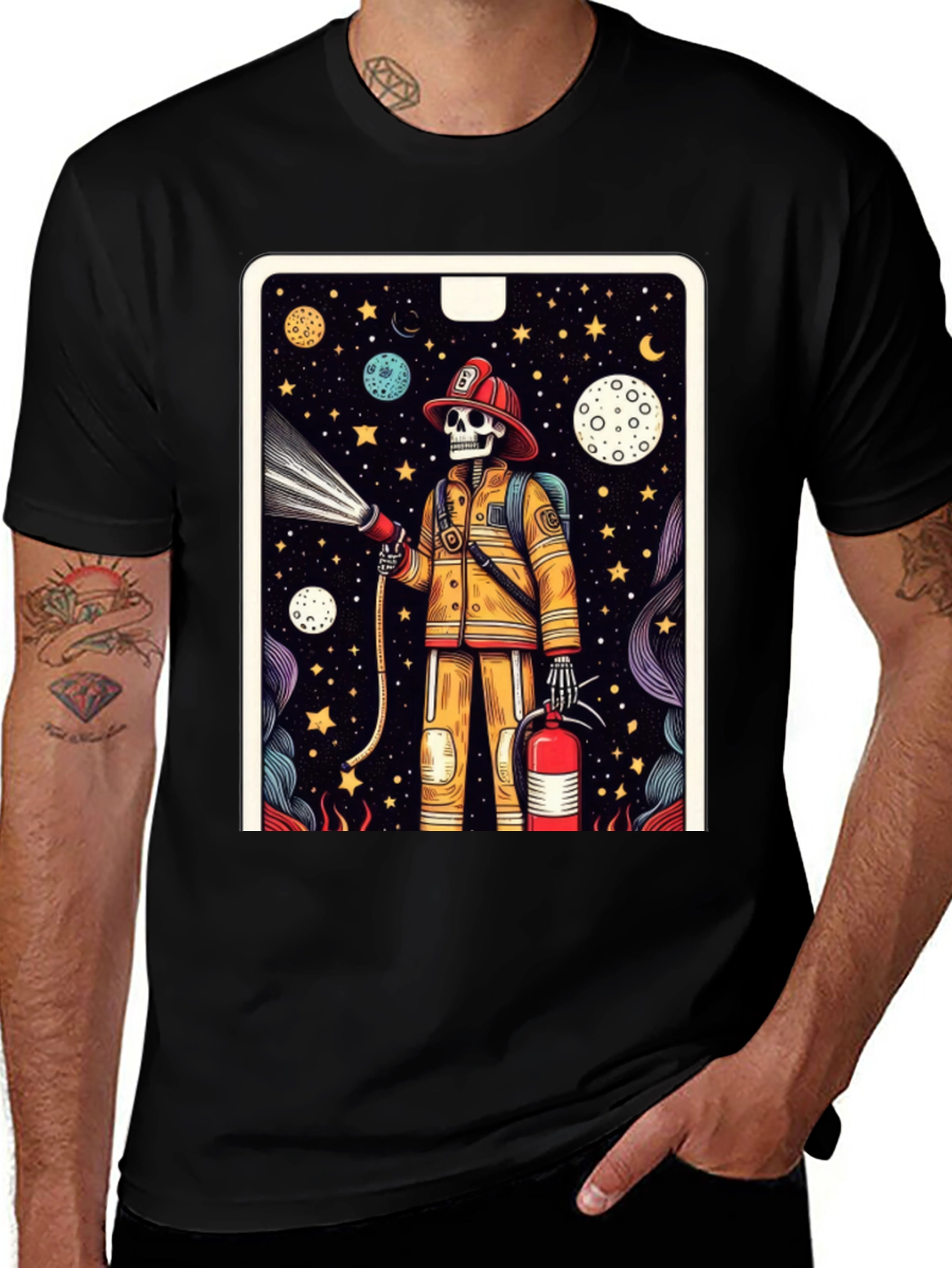 Skeleton Firefighter Graphic Tee