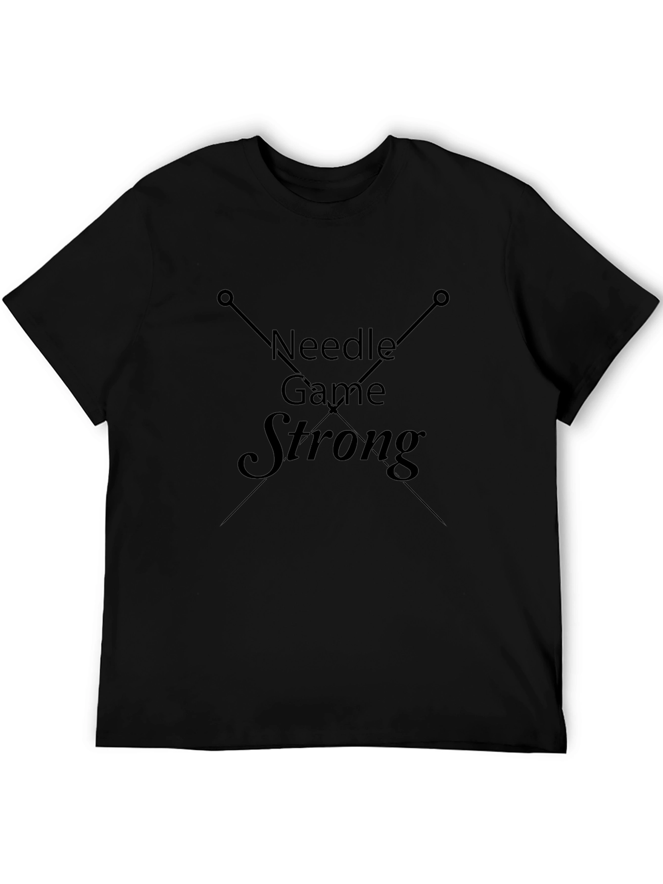 Needle Game Strong Black Graphic T-Shirt