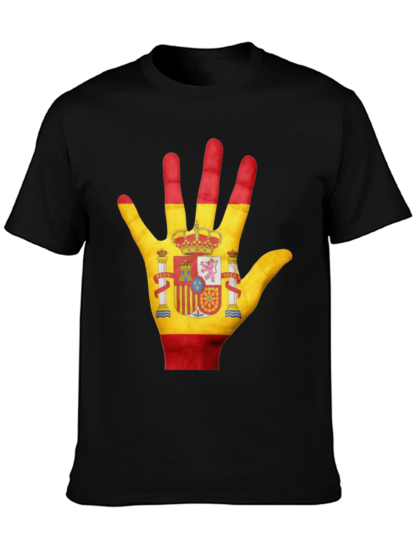 Spain Flag Hand T-Shirt - Black Cotton Tee