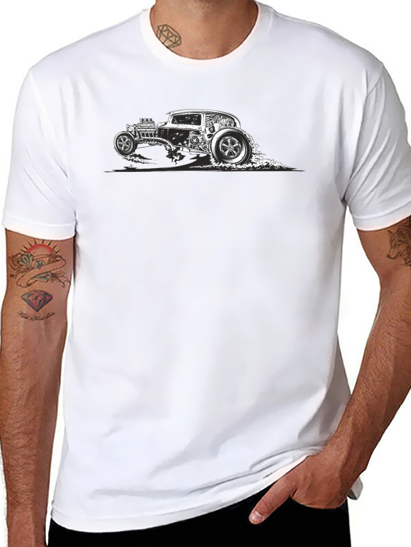 Hot Rod Car Graphic Black T-Shirt