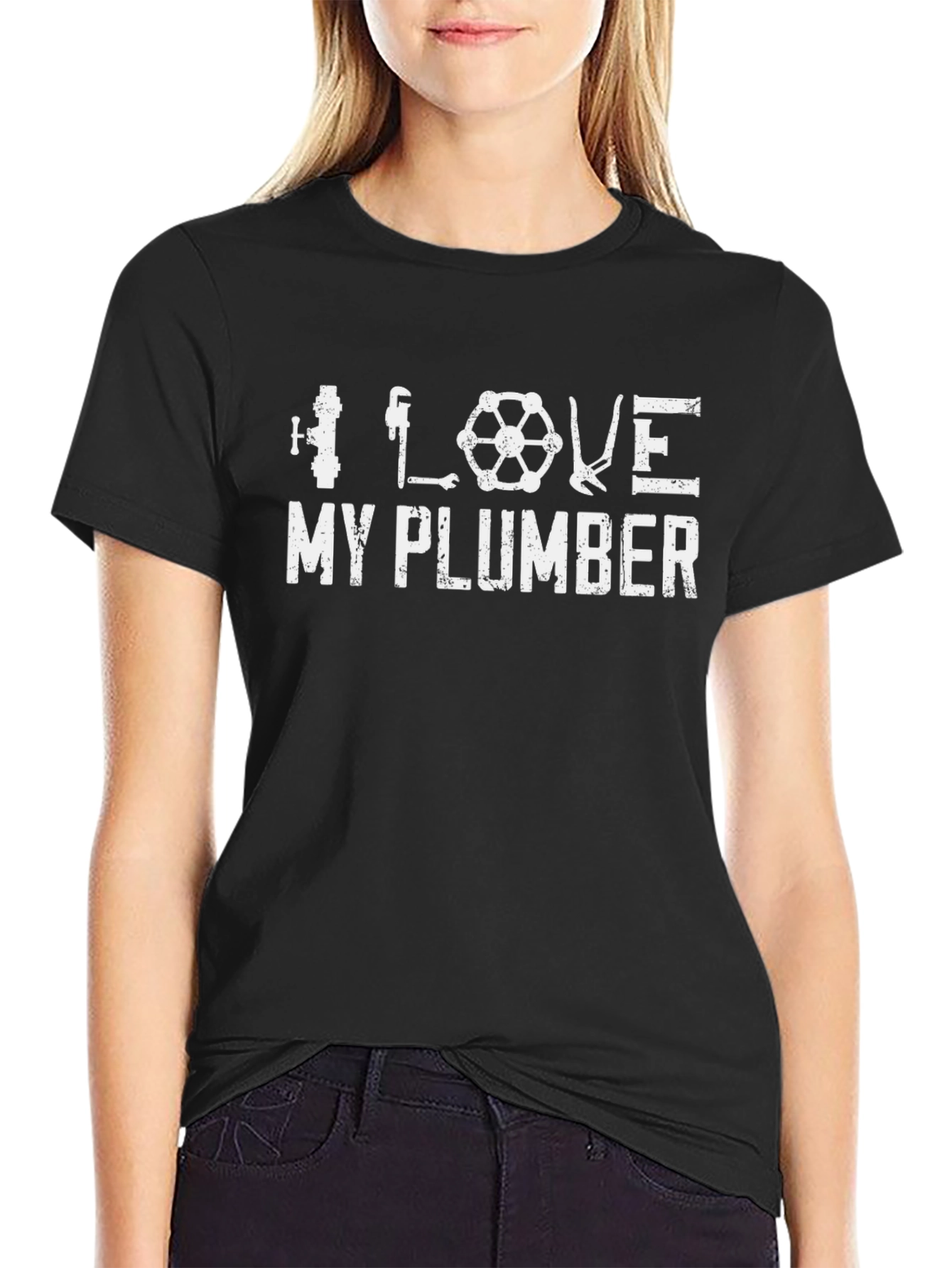 I Love My Plumber T-Shirt - Black Graphic Tee