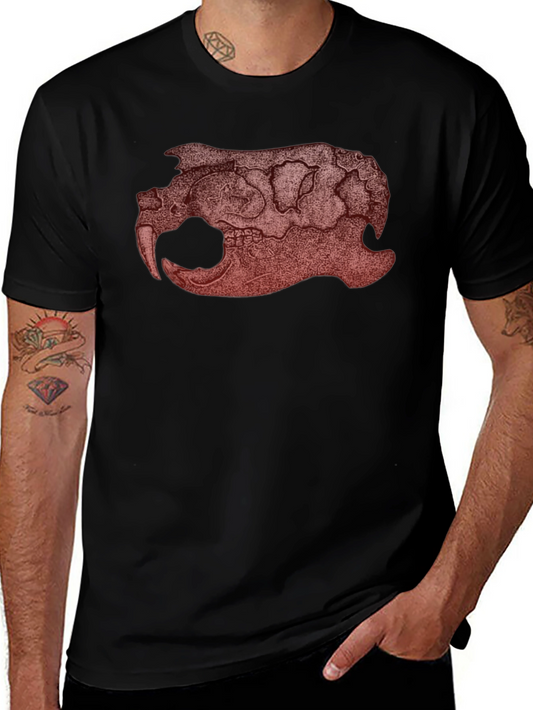 Graphic Beaver Skull Print Black T-Shirt
