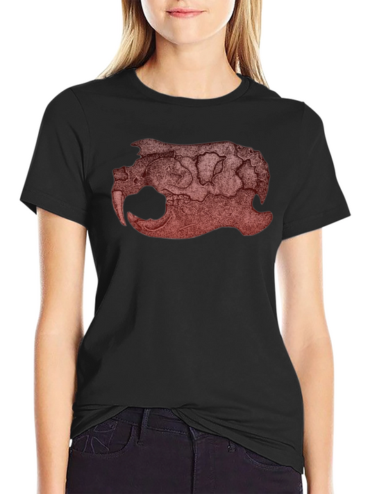 Graphic Beaver Skull Print Black T-Shirt
