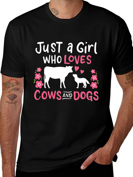 Just A Girl Who Loves Cows And Dogs T-Shirt