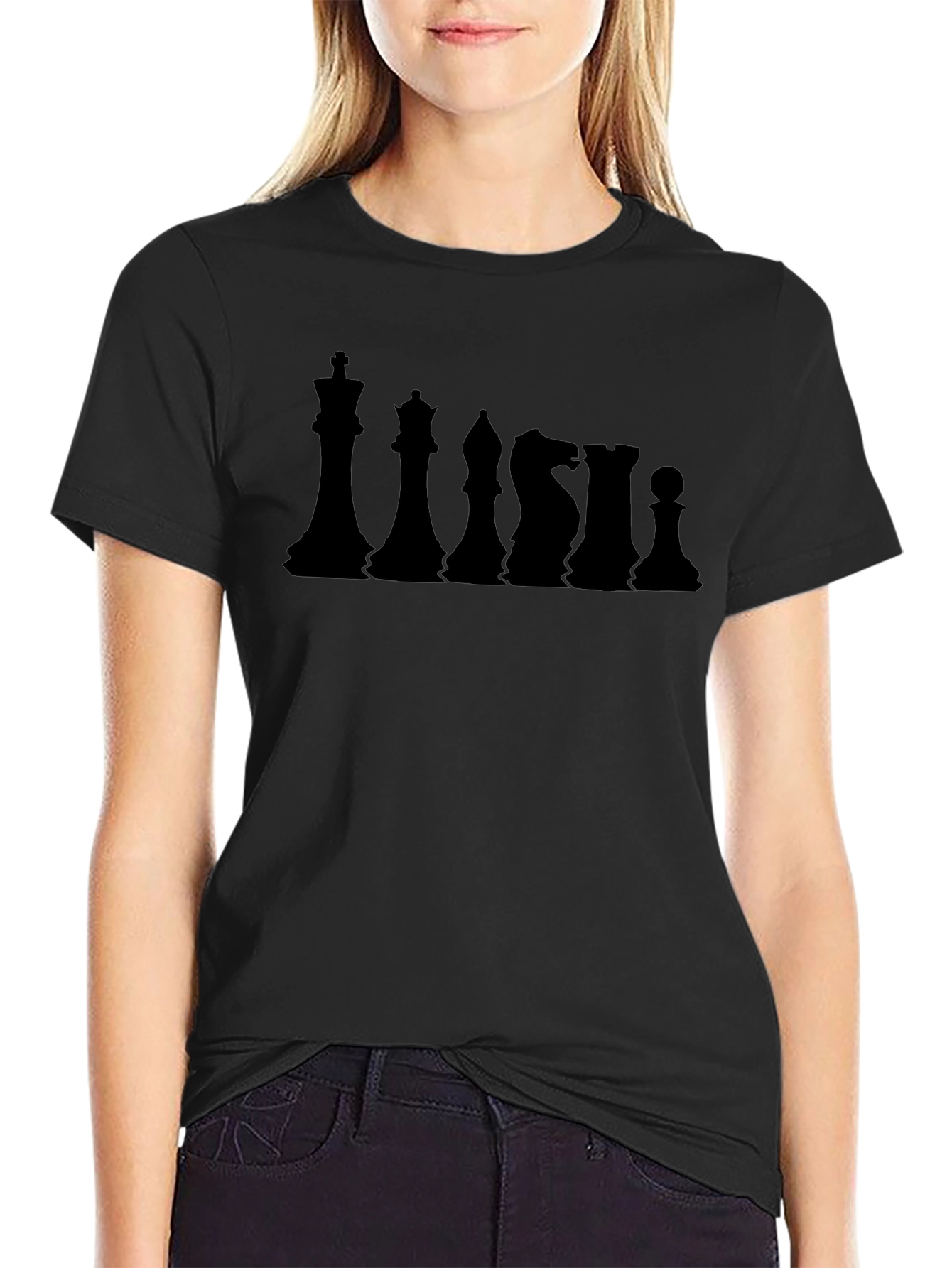 Chess Pieces Black Graphic T-Shirt