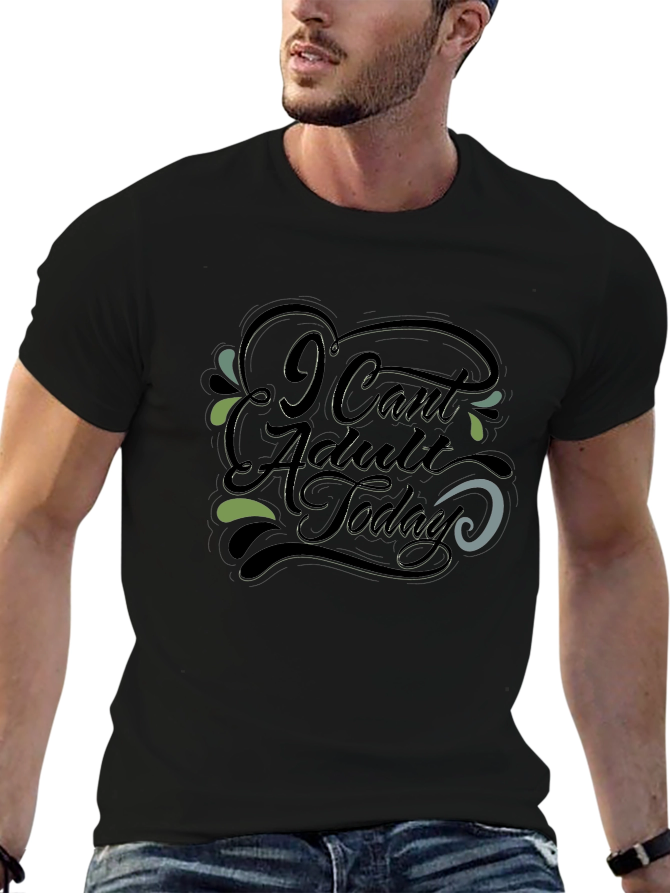 I Cant Adult Today Graphic Tee - Black