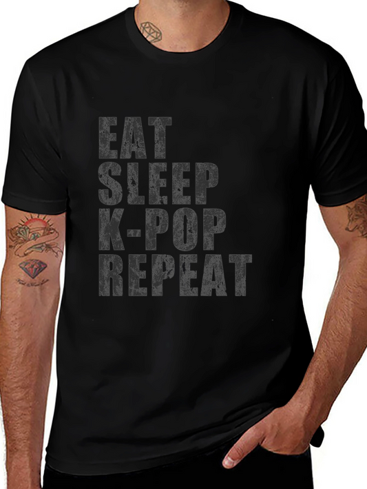 Eat Sleep K-Pop Repeat T-Shirt - Black Graphic Tee