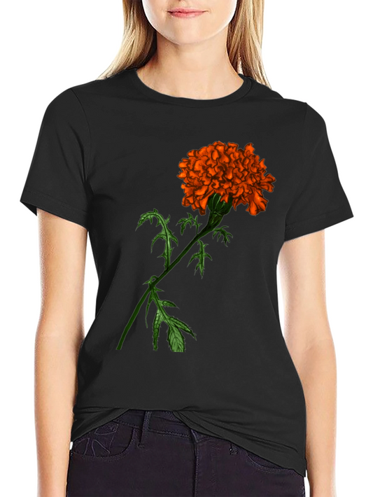 Floral Graphic Tee - Orange Marigold Print