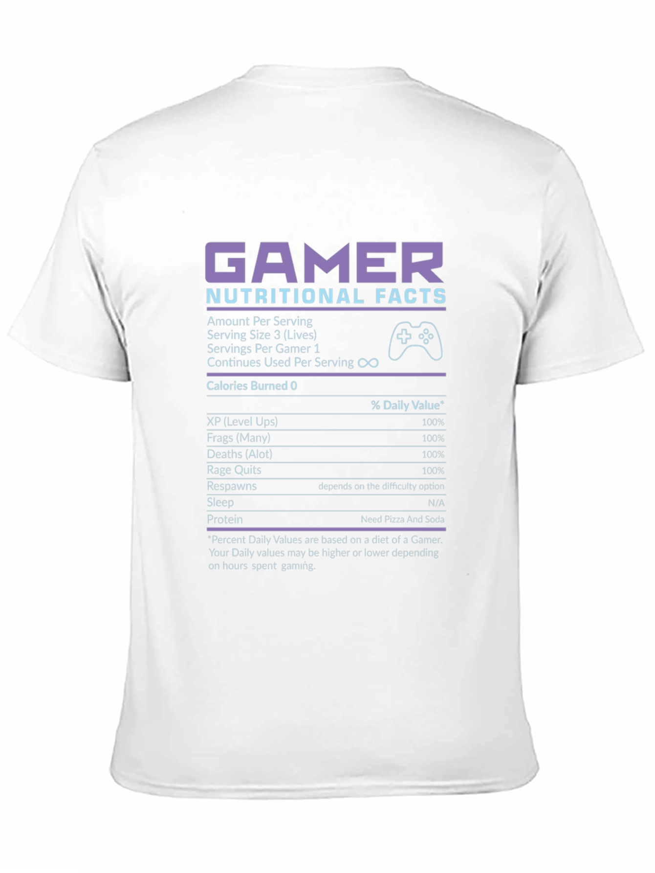 Gamer Nutritional Facts Black T-Shirt