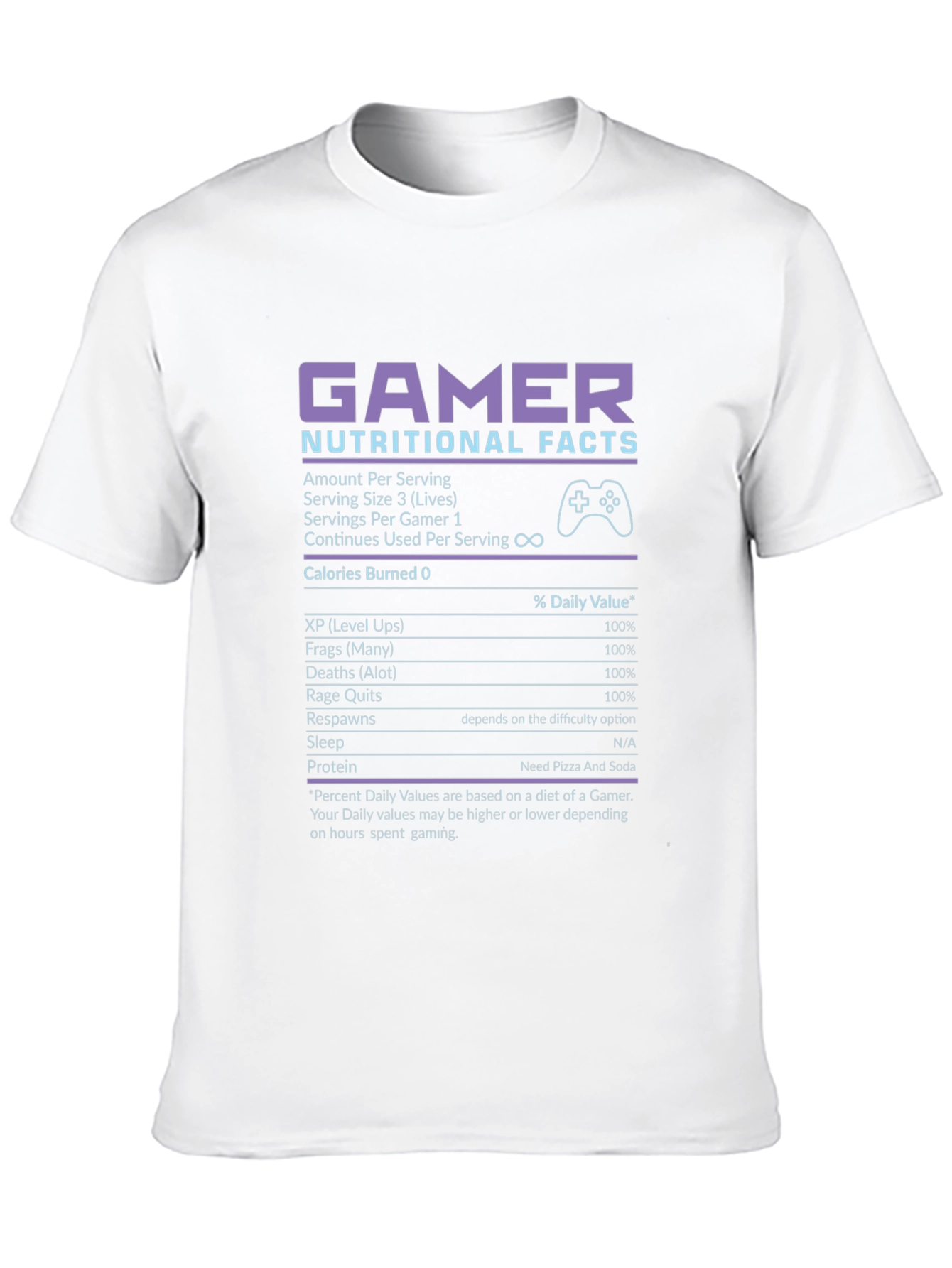 Gamer Nutritional Facts Black T-Shirt