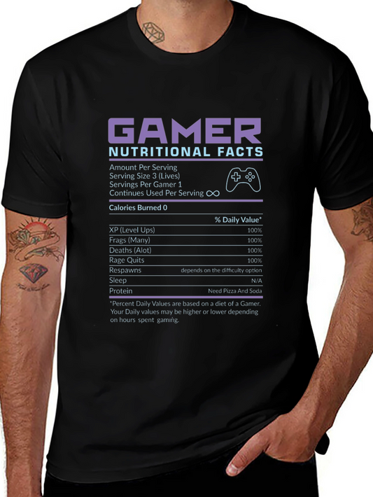 Gamer Nutritional Facts Black T-Shirt