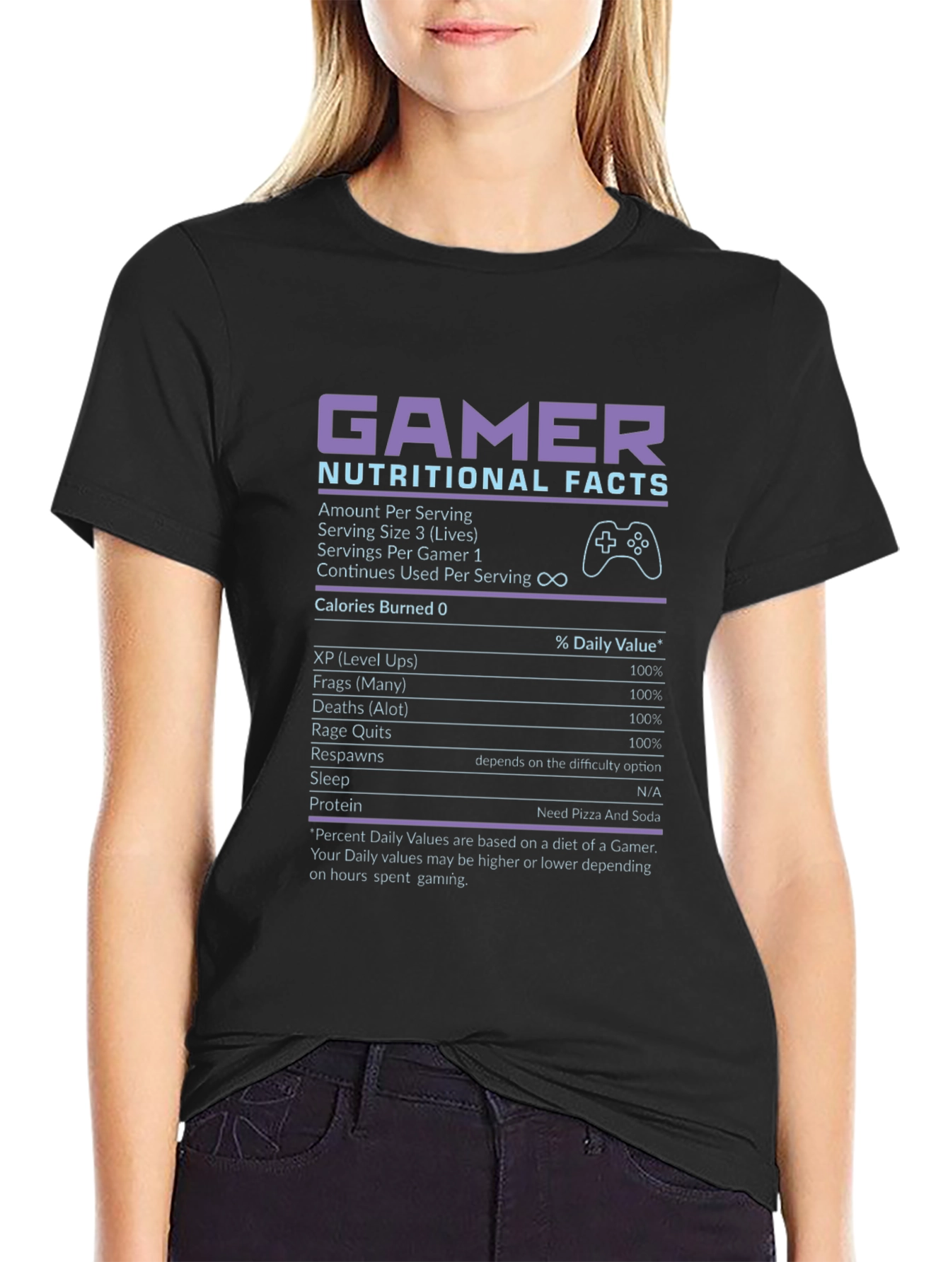Gamer Nutritional Facts Black T-Shirt
