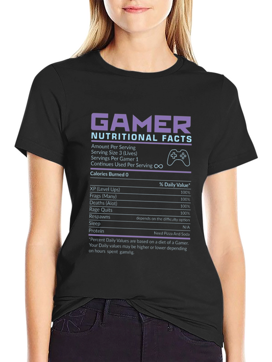 Gamer Nutritional Facts Black T-Shirt