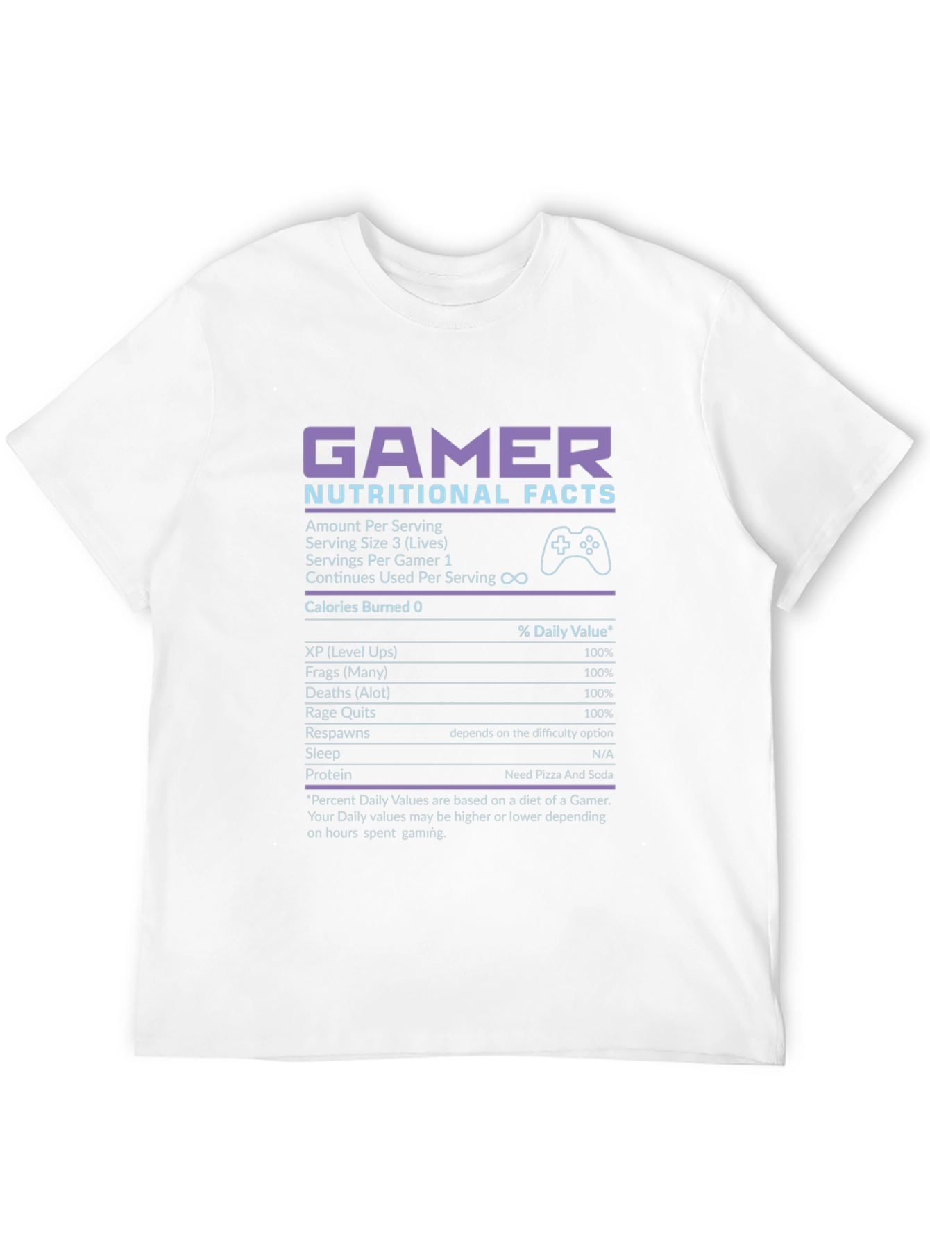 Gamer Nutritional Facts Black T-Shirt