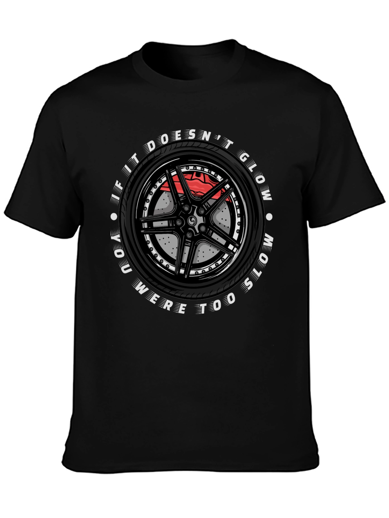 Glow in the Dark Race Car Wheel T-Shirt