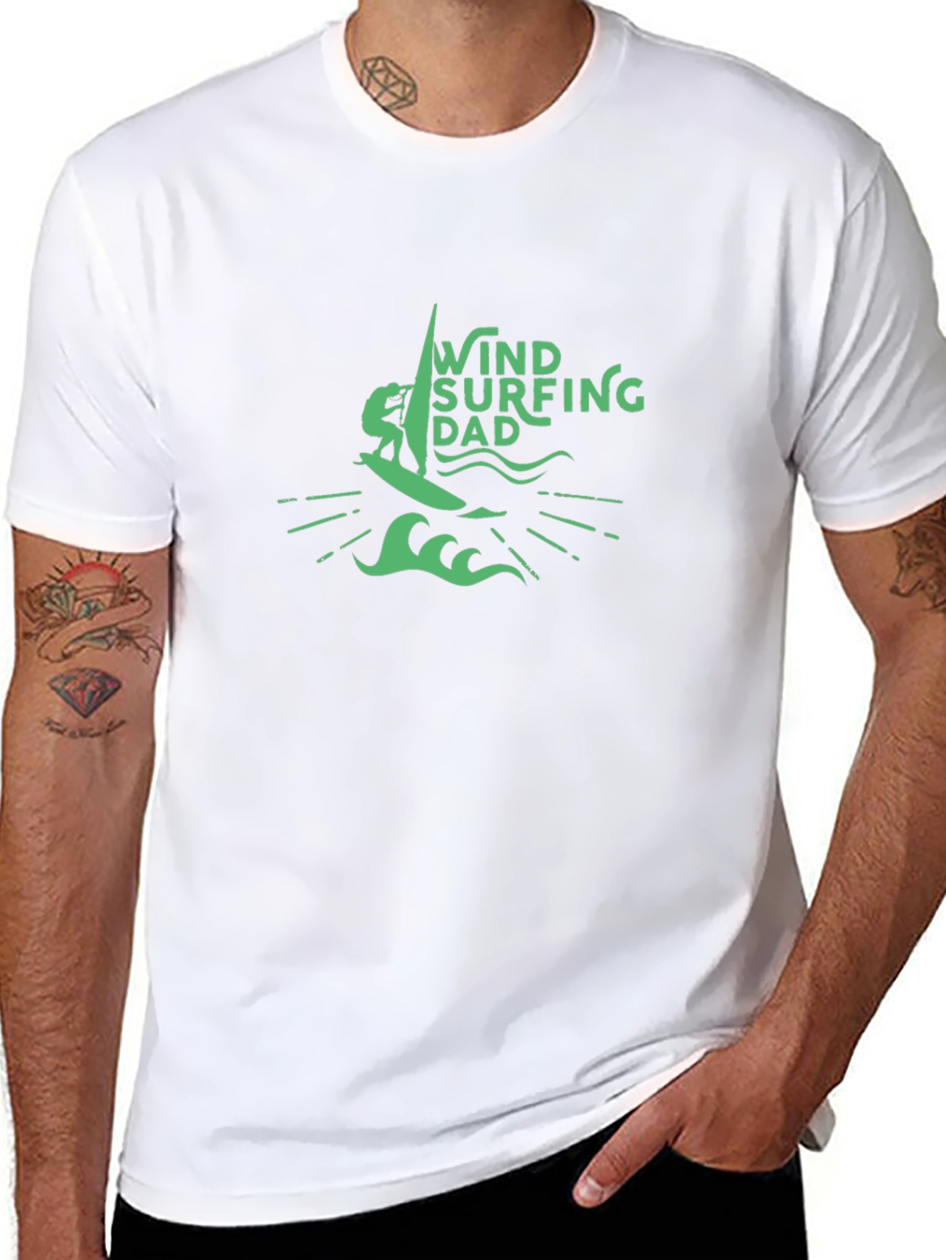 Wind Surfing Dad Black T-Shirt