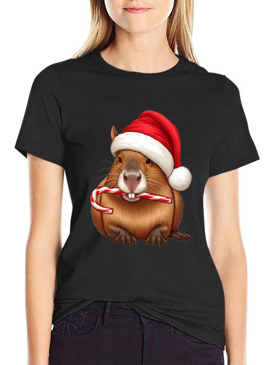 Festive Beaver Santa Hat Christmas T-Shirt