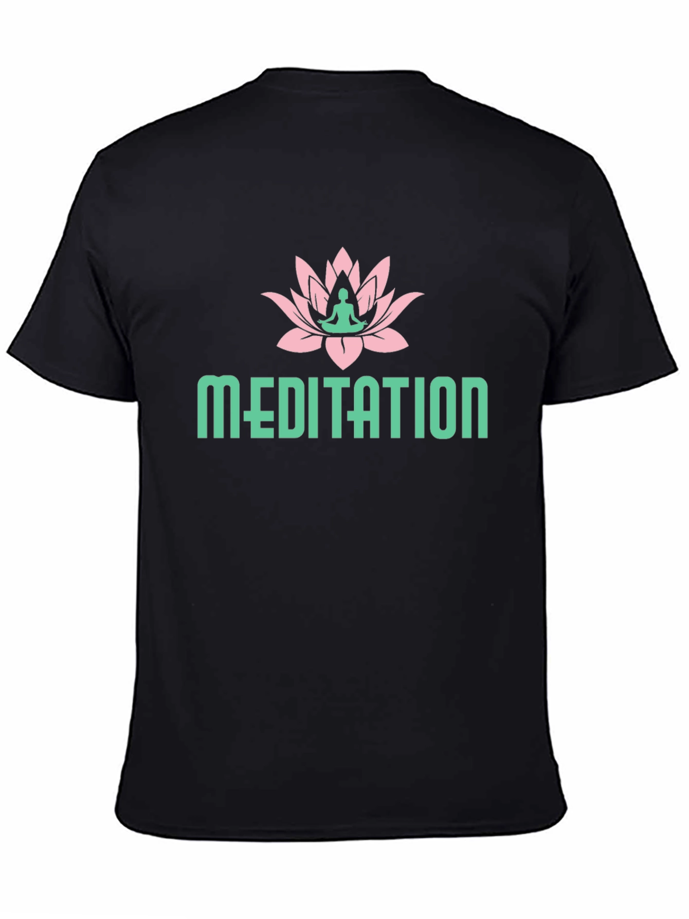 Meditation Lotus Flower Graphic Tee - Black Cotton T-Shirt