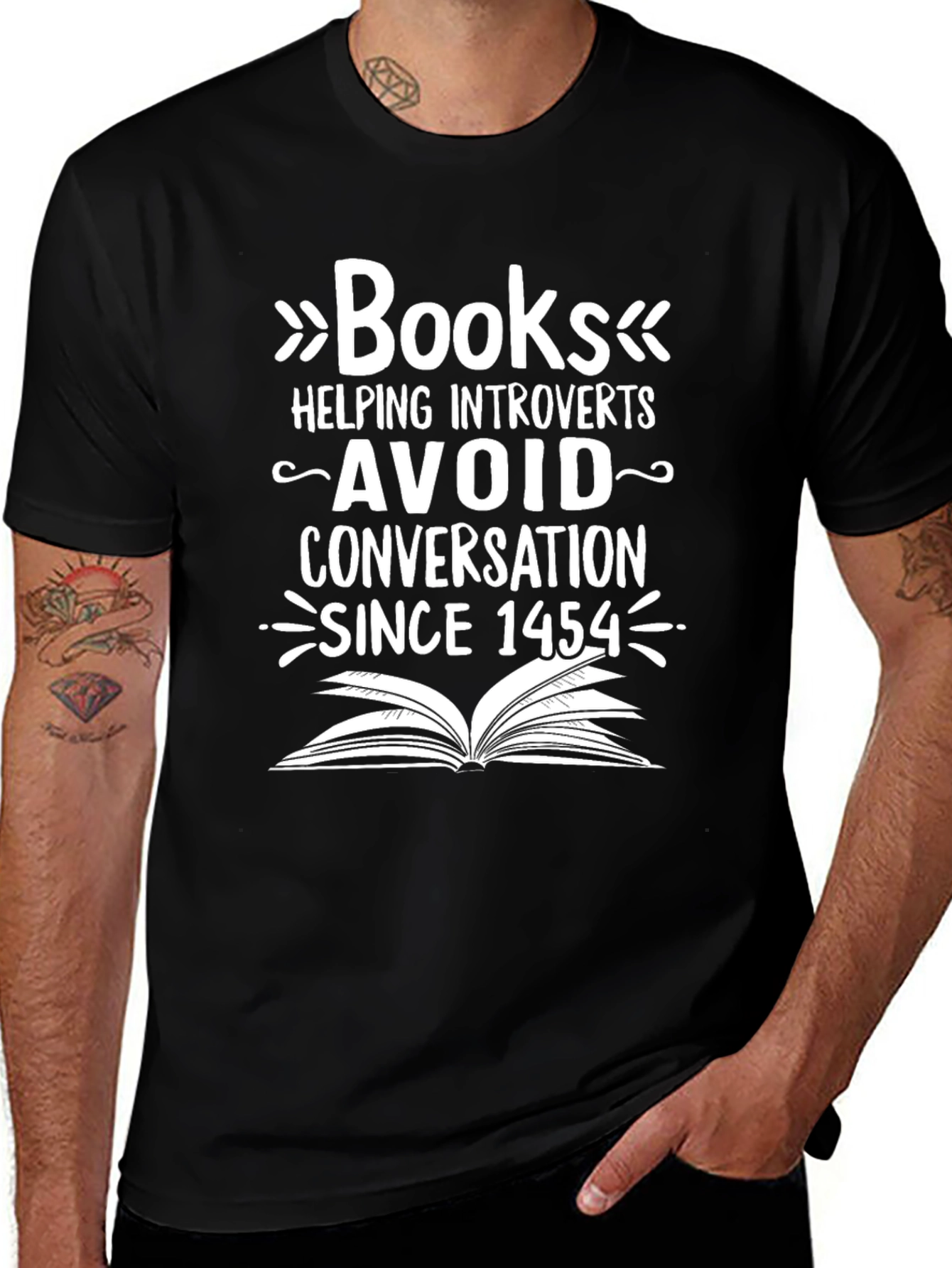 Introvert Books T-Shirt: Avoid Conversation Since 1454