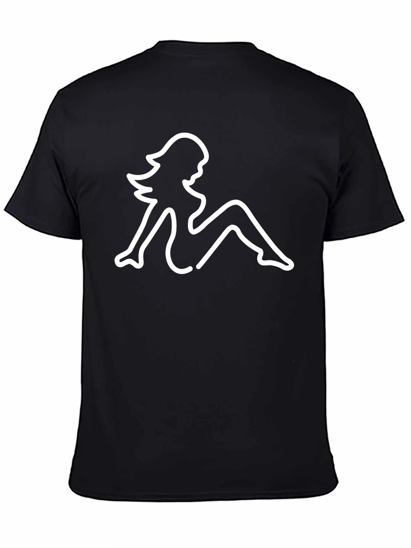 Line Art Woman Graphic Tee - Casual Black T-Shirt