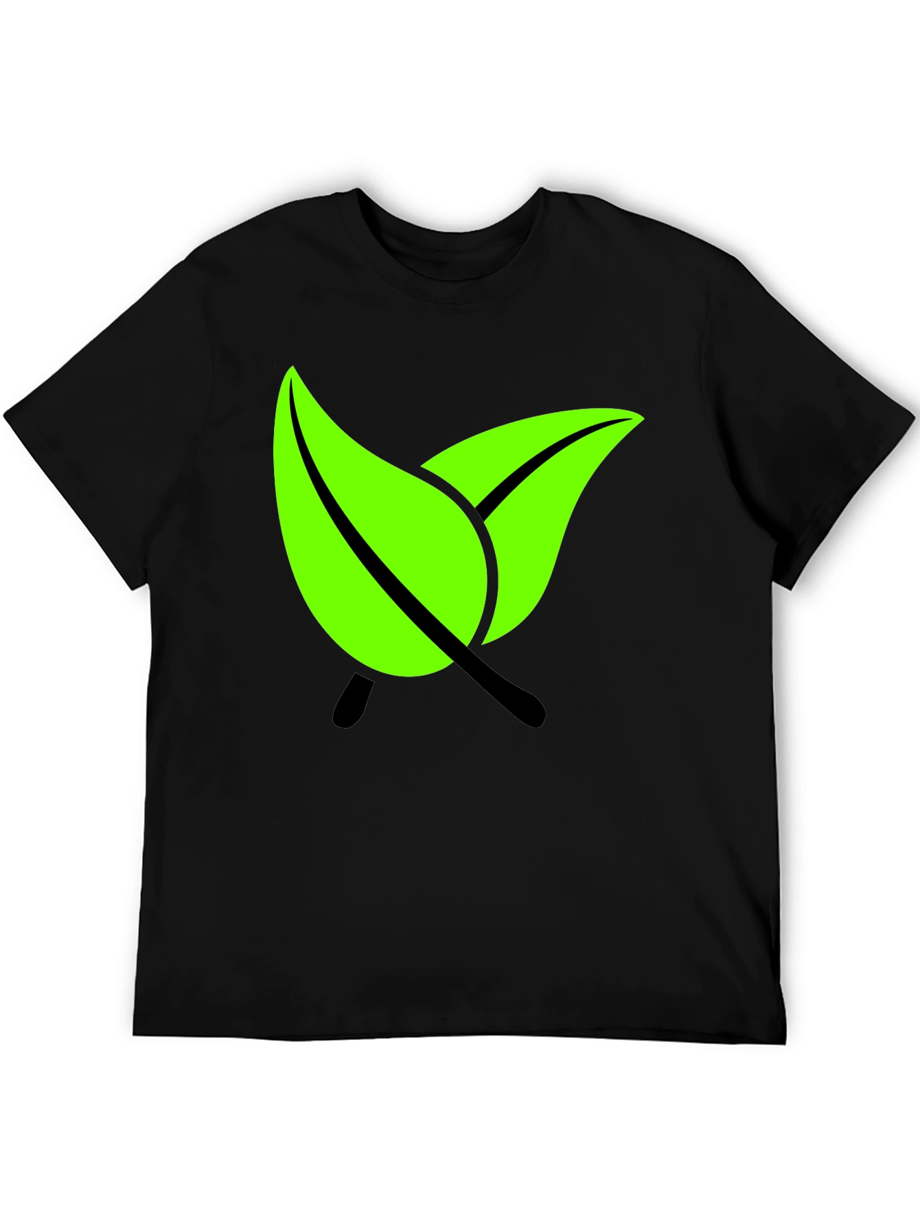 Eco-Friendly Leaf Graphic Black T-Shirt