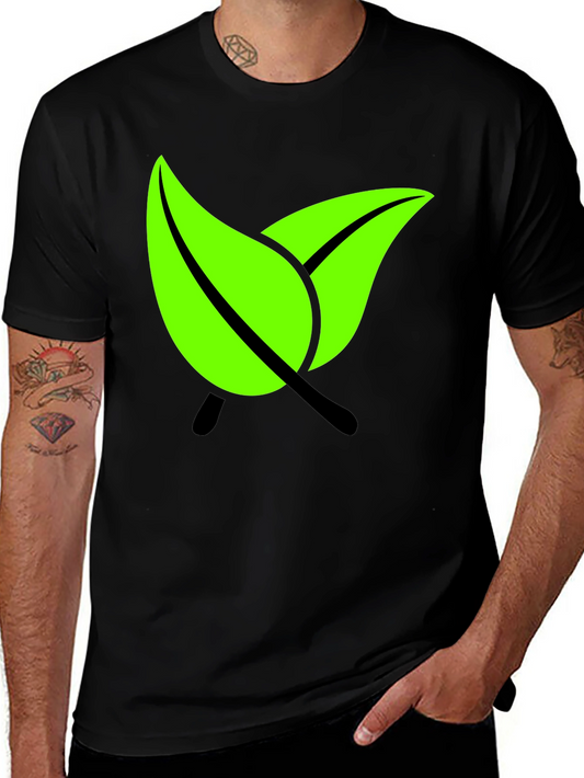 Eco-Friendly Leaf Graphic Black T-Shirt