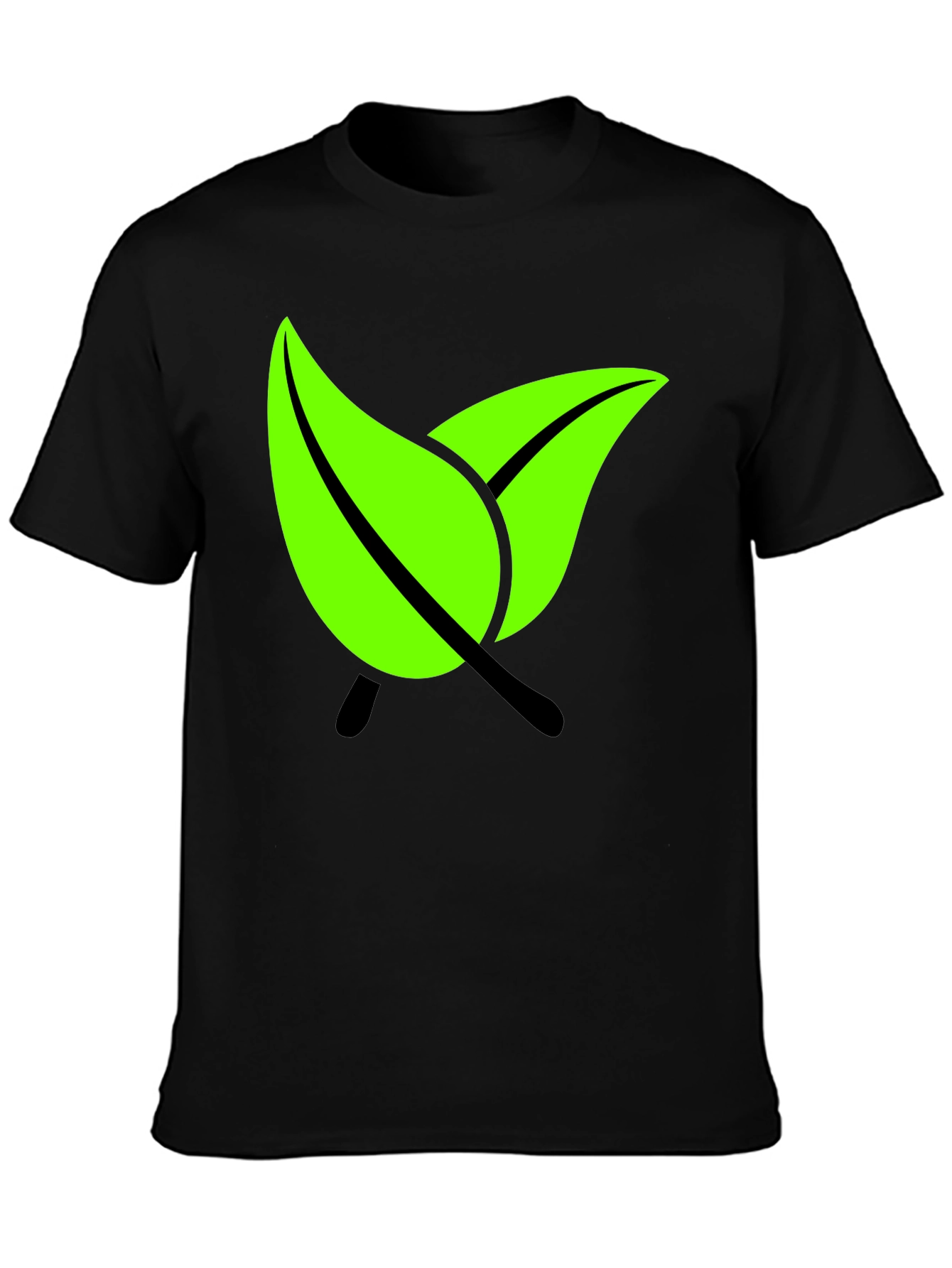 Eco-Friendly Leaf Graphic Black T-Shirt