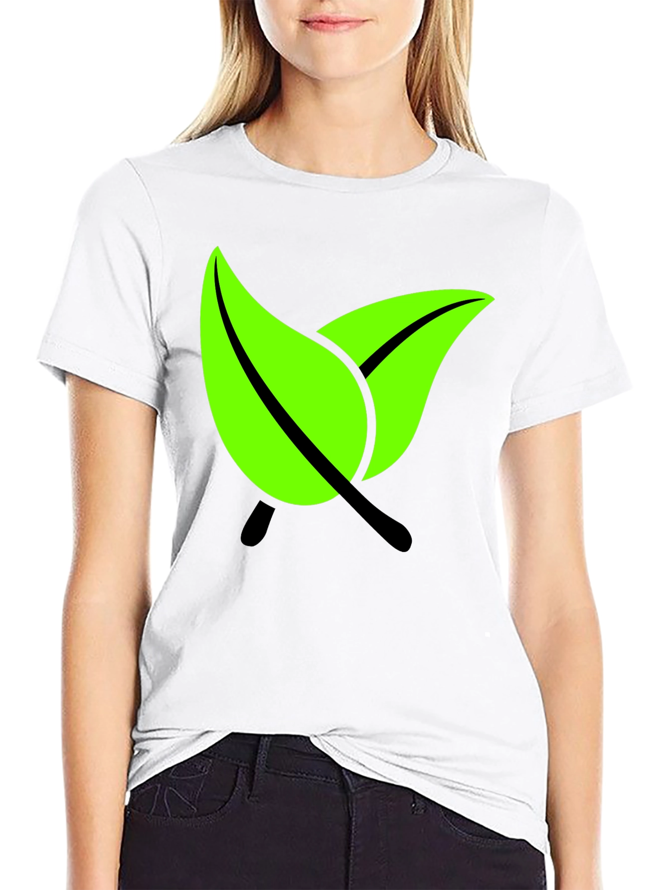 Eco-Friendly Leaf Graphic Black T-Shirt