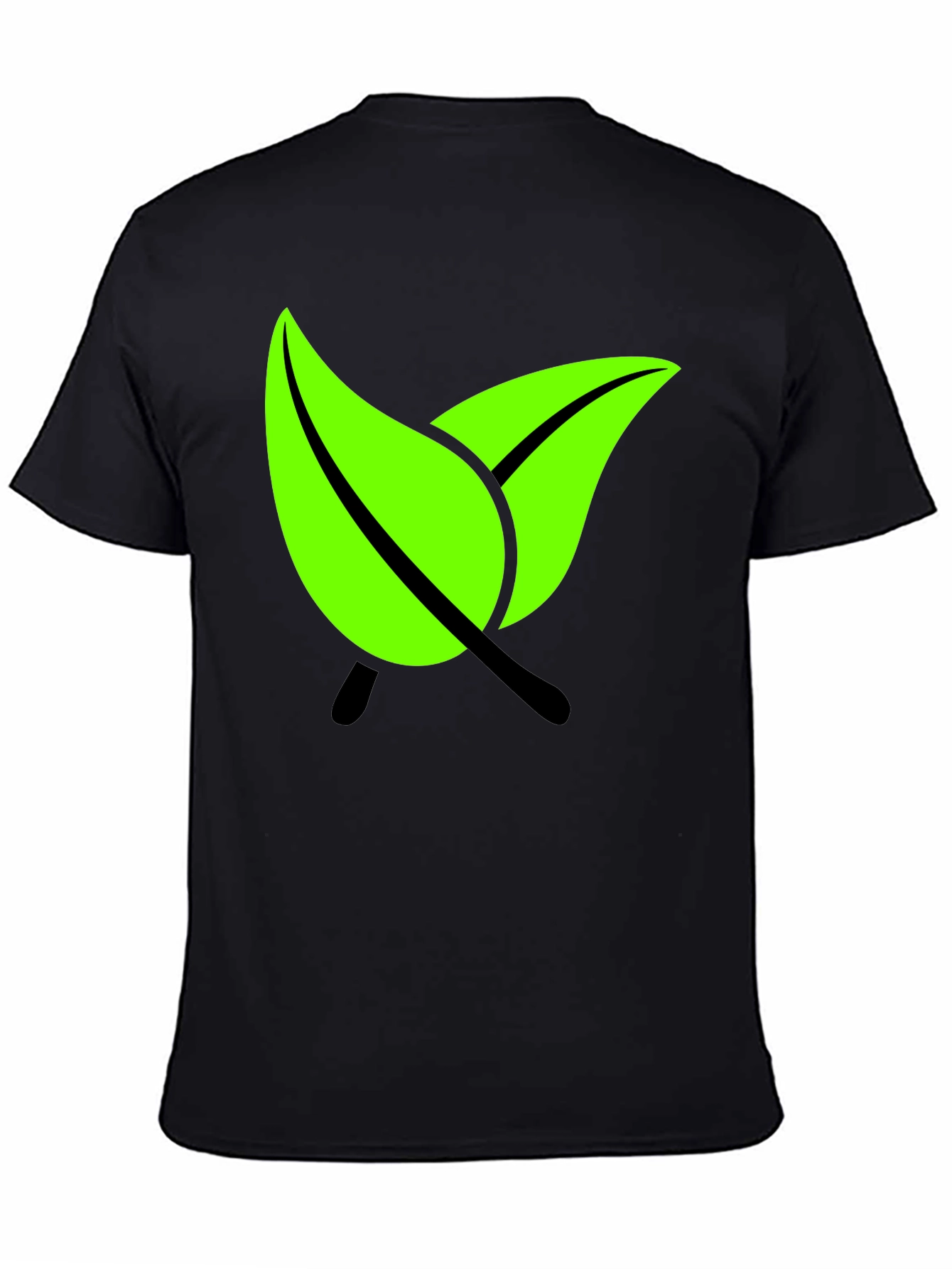 Eco-Friendly Leaf Graphic Black T-Shirt