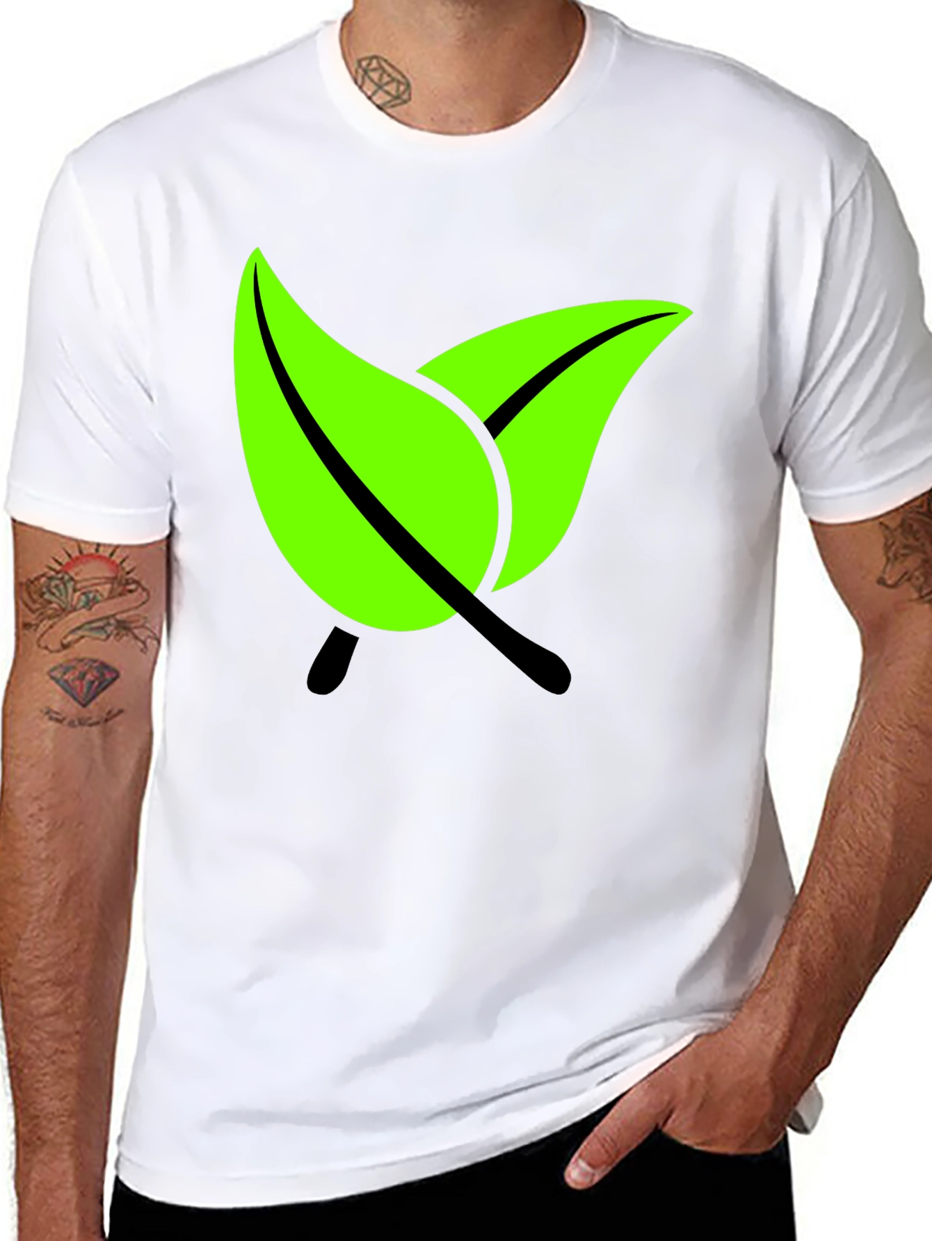 Eco-Friendly Leaf Graphic Black T-Shirt