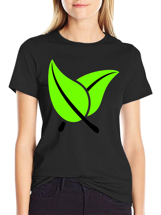 Eco-Friendly Leaf Graphic Black T-Shirt