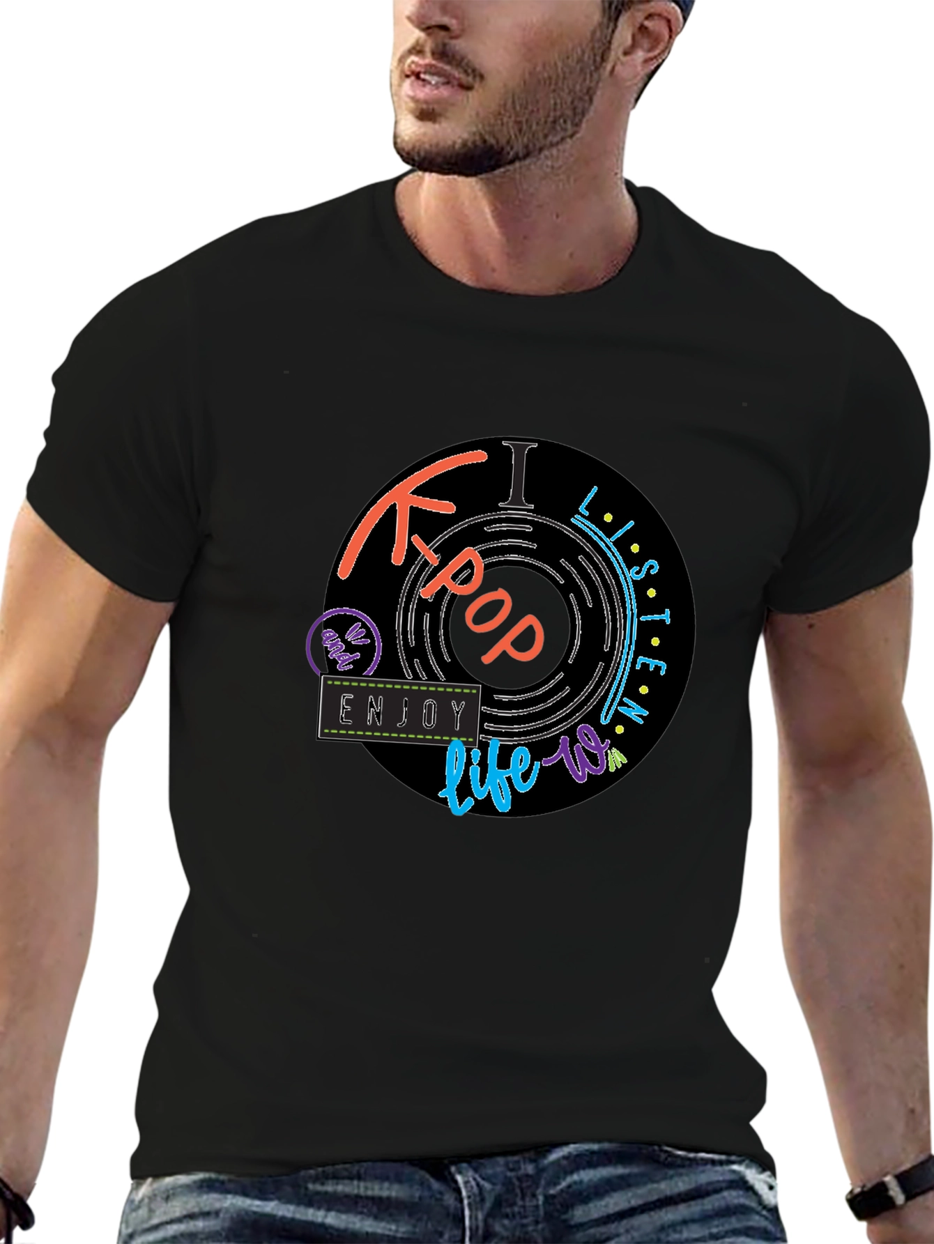 K-Pop Vinyl Record Design T-Shirt