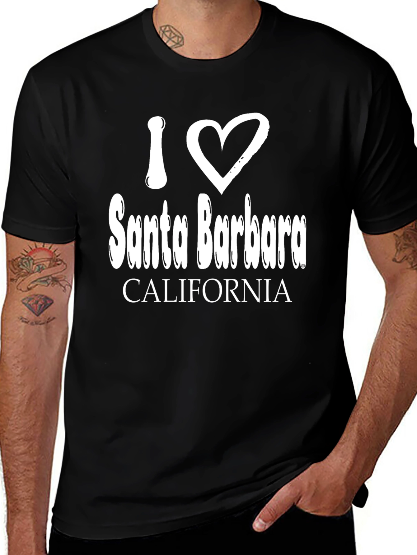 I Love Santa Barbara Black T-Shirt