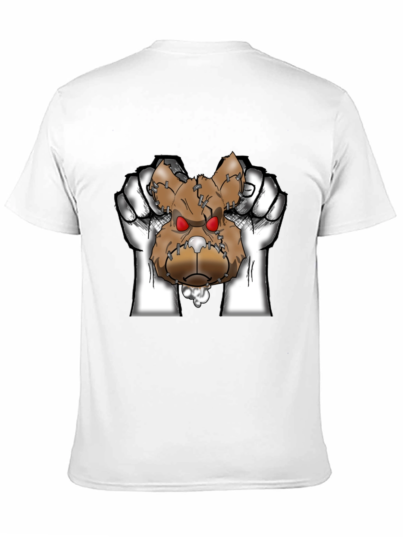 Mens Black Graphic T-Shirt with Ripped Teddy Bear Design