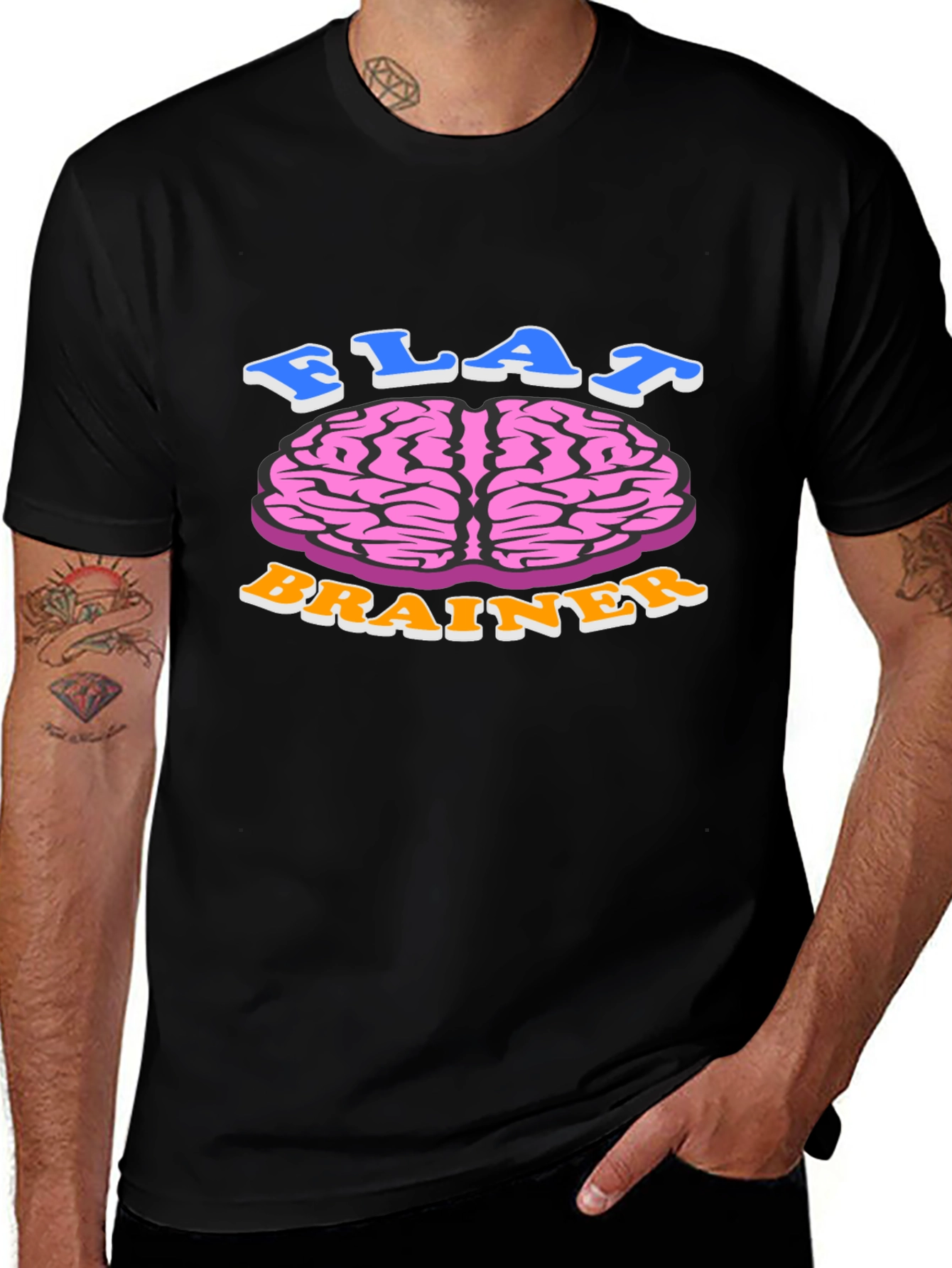 Flat Brainer Graphic Tee - Funny Brain T-Shirt