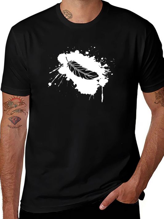 Feather Splash Graphic Tee - Soft Cotton Blend