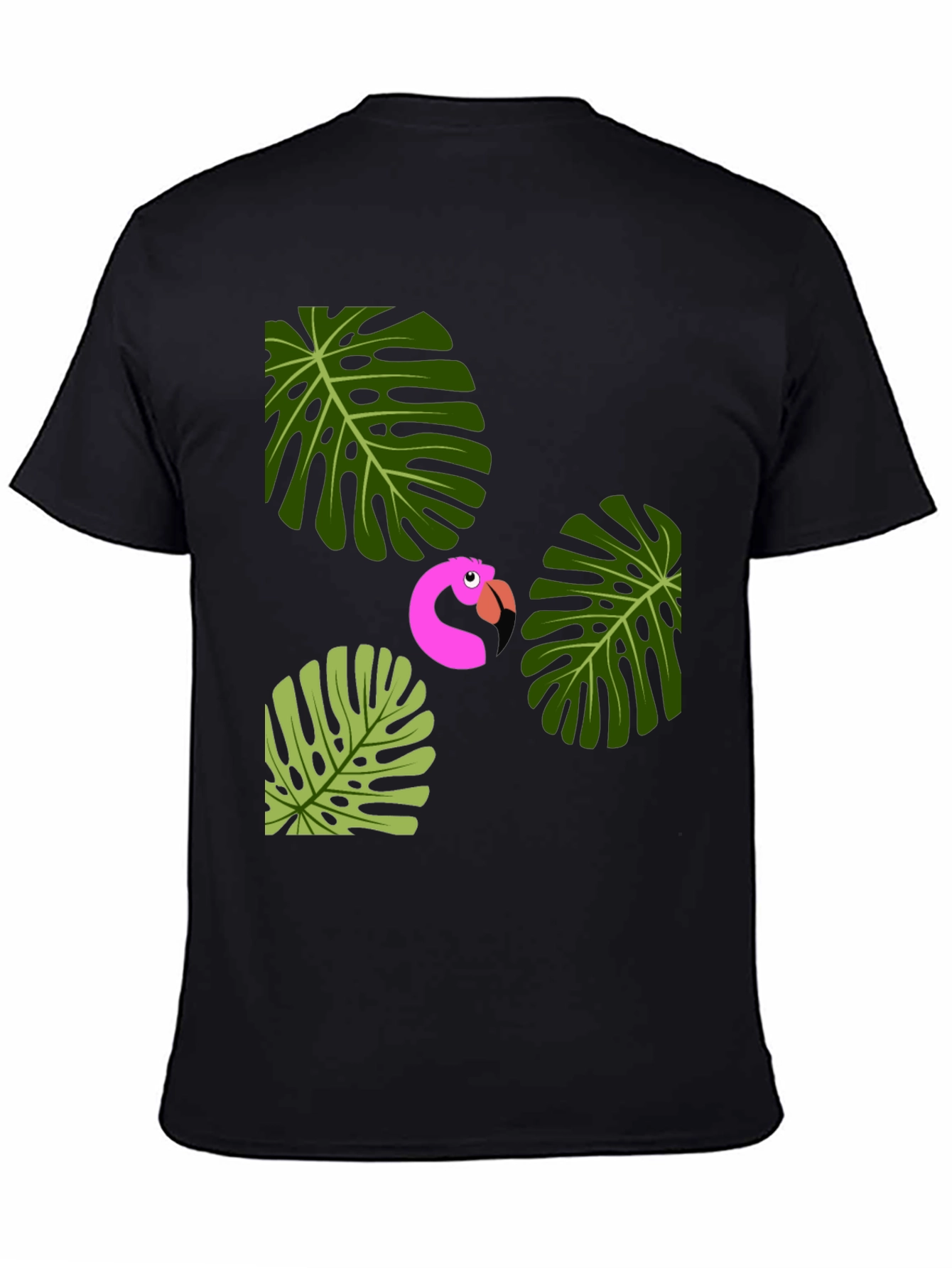 Tropical Flamingo Mens Black Graphic Tee