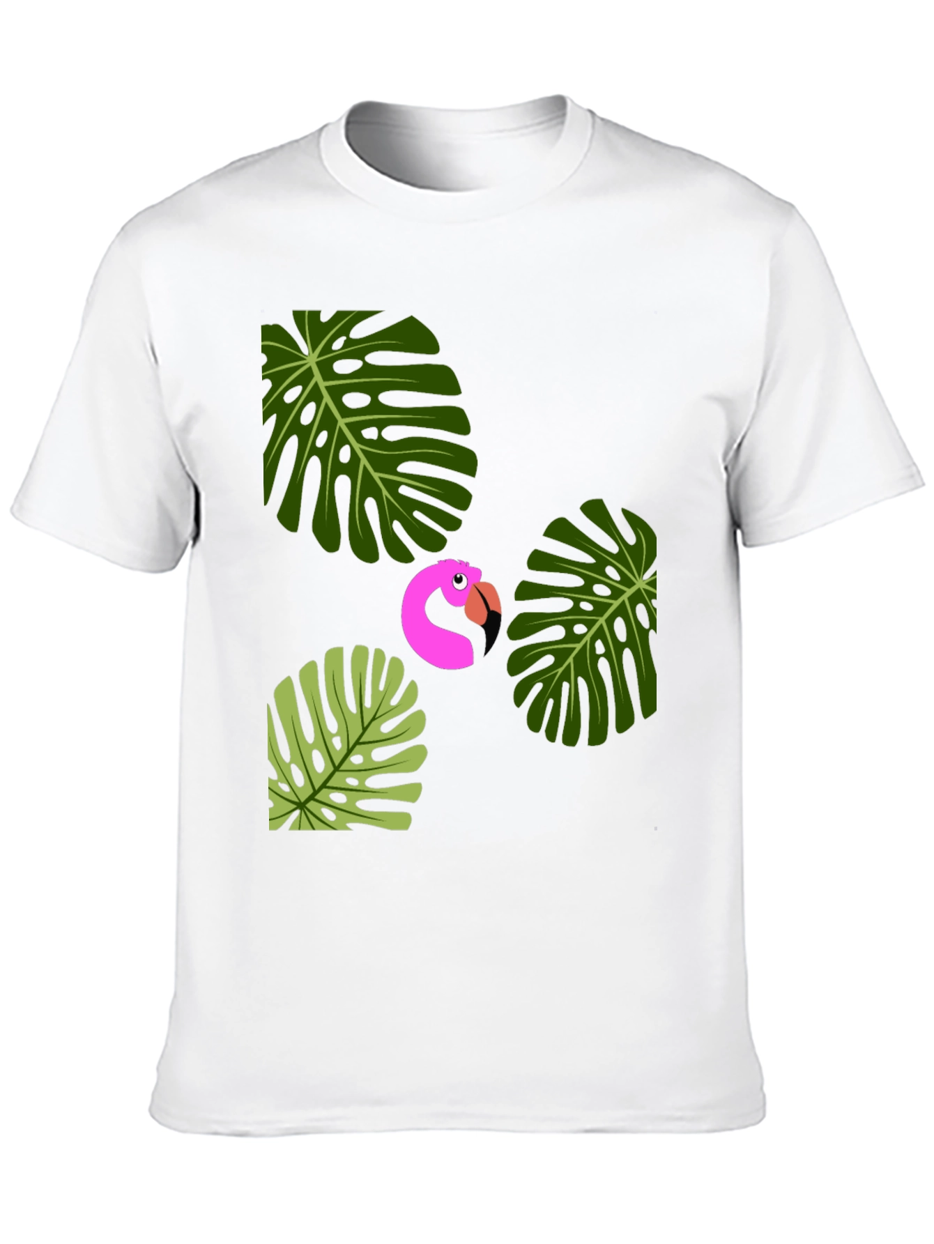 Tropical Flamingo Mens Black Graphic Tee