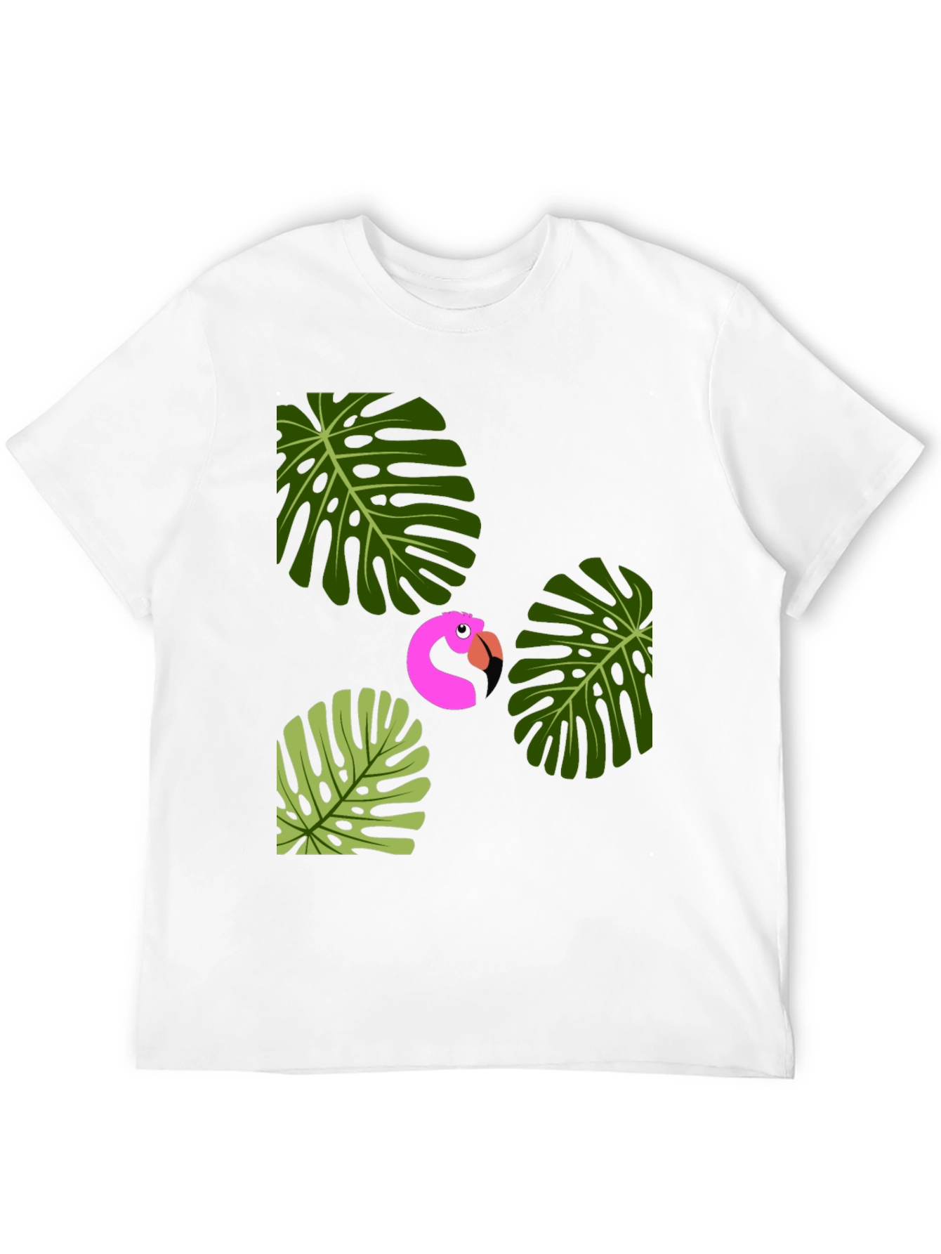 Tropical Flamingo Mens Black Graphic Tee