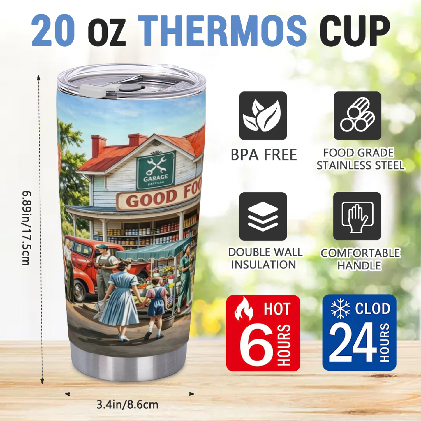 Enchanted Floral Country Cottage Oil Painting 20oz Travel Tumbler