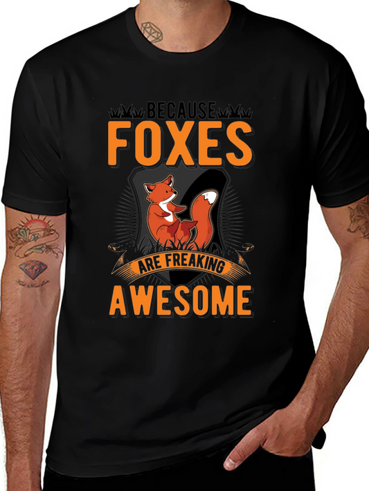 Foxes Are Awesome Black Graphic Tee