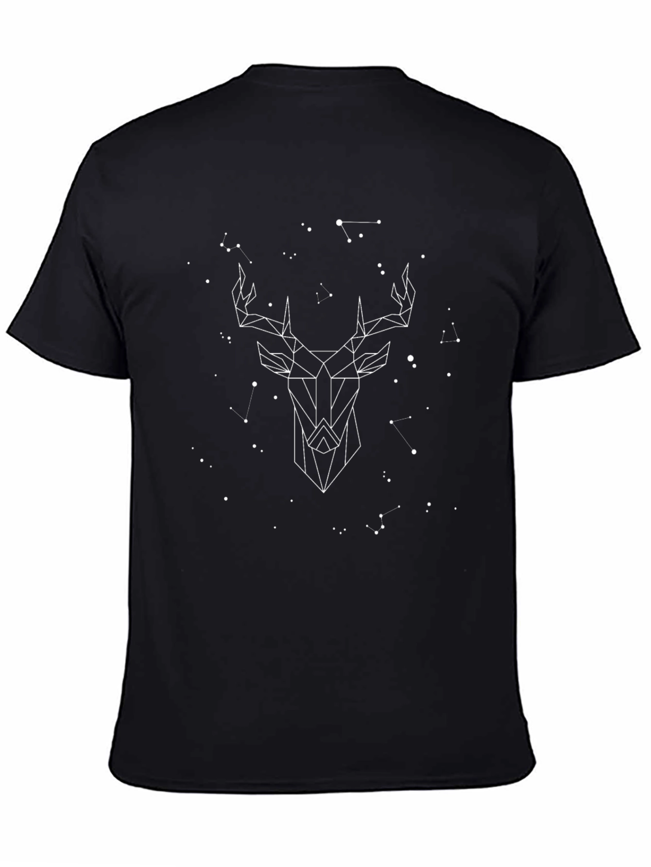Geometric Deer Constellation Black T-Shirt